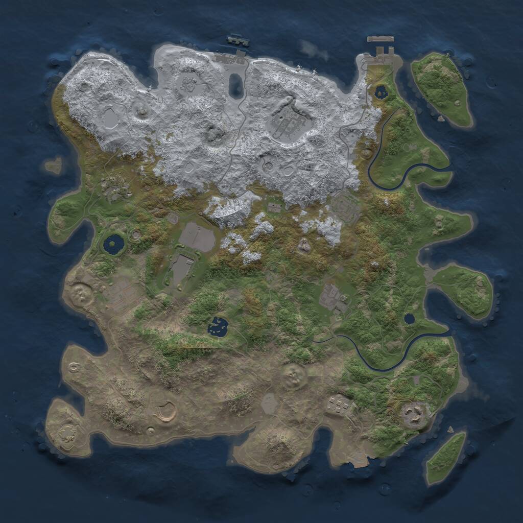 Rust Map: Procedural Map, Size: 3950, Seed: 879994621, 16 Monuments