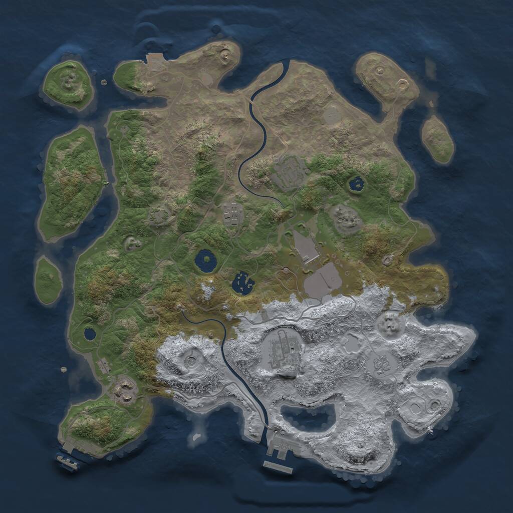 Rust Map: Procedural Map, Size: 3500, Seed: 464682880, 12 Monuments