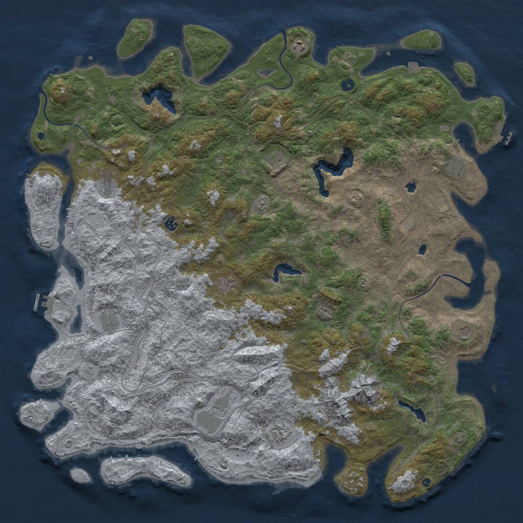 Rust Map: Procedural Map, Size: 6000, Seed: 987435, 17 Monuments
