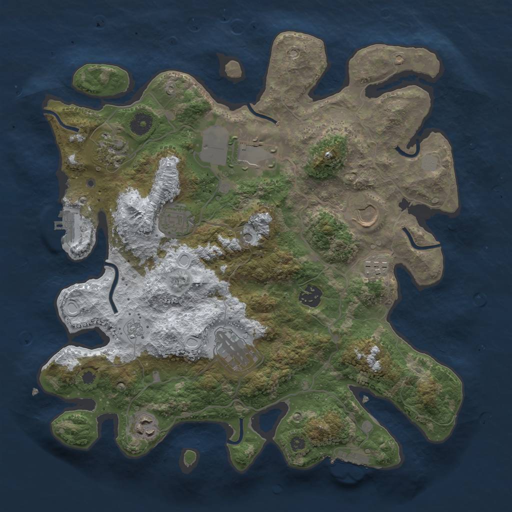 Rust Map: Procedural Map, Size: 3500, Seed: 1827775901, 17 Monuments