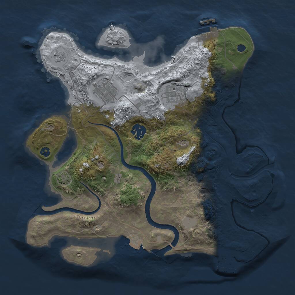 Rust Map: Procedural Map, Size: 3000, Seed: 1000497922, 9 Monuments