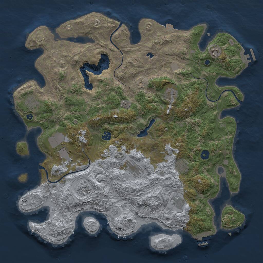 Rust Map: Procedural Map, Size: 4258, Seed: 86354, 16 Monuments