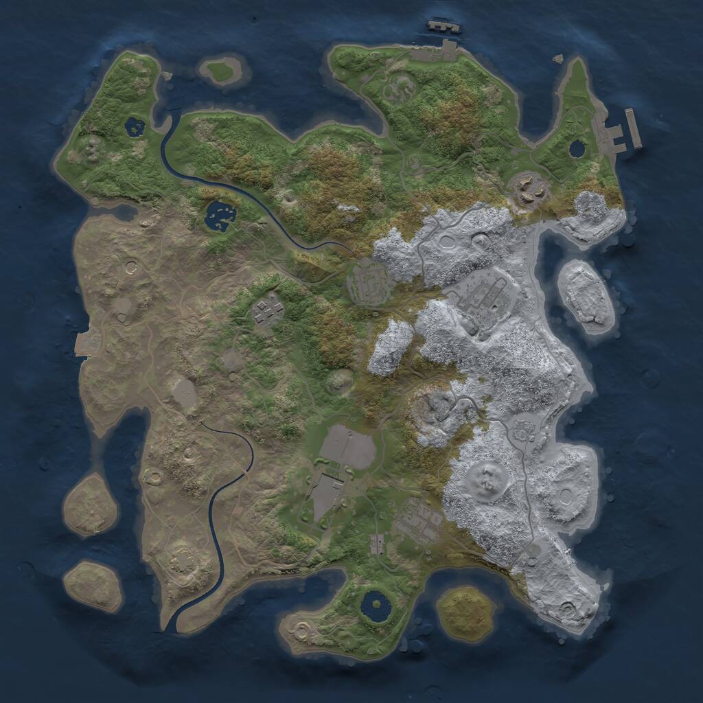 Rust Map: Procedural Map, Size: 3500, Seed: 167943, 13 Monuments
