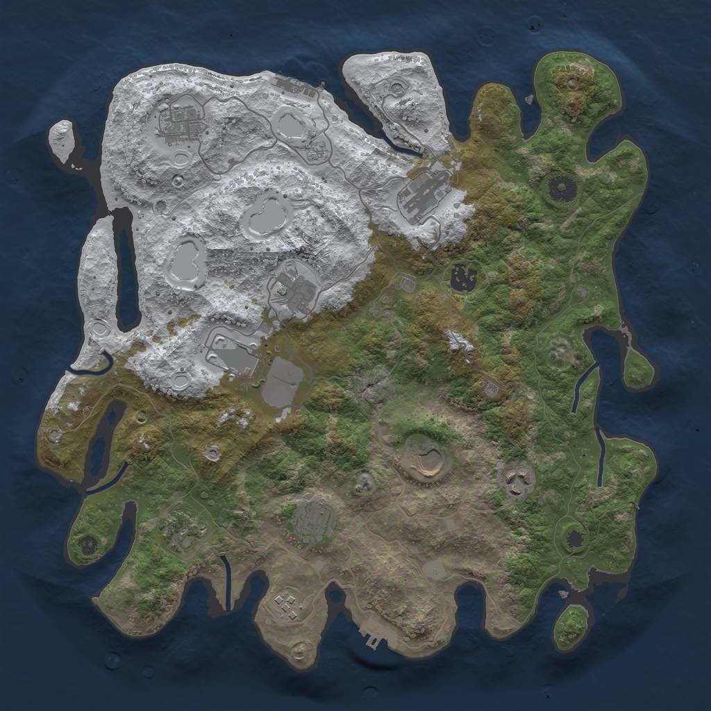 Rust Map: Procedural Map, Size: 3850, Seed: 1364810541, 19 Monuments