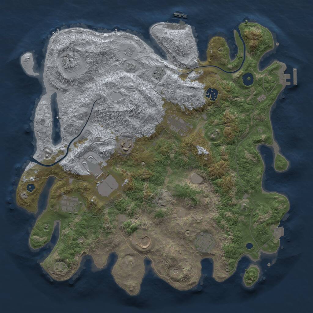 Rust Map: Procedural Map, Size: 3850, Seed: 1364810541, 15 Monuments