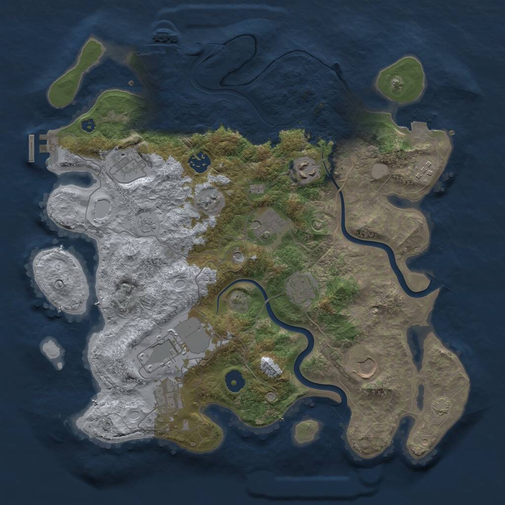 Rust Map: Procedural Map, Size: 3700, Seed: 2161341, 15 Monuments