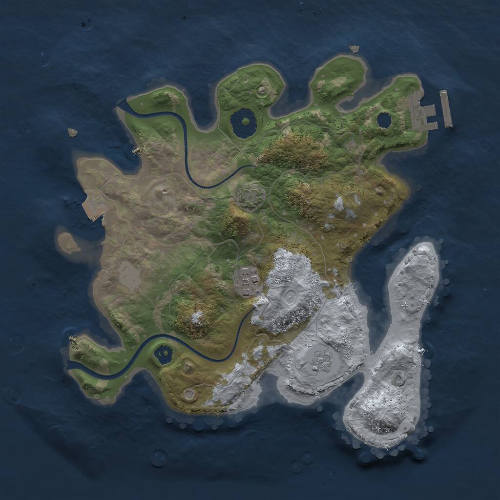 Rust Map: Procedural Map, Size: 2700, Seed: 119964779, 5 Monuments