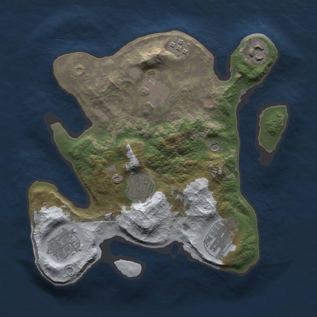 Rust Map: Barren, Size: 2500, Seed: 650164, 9 Monuments