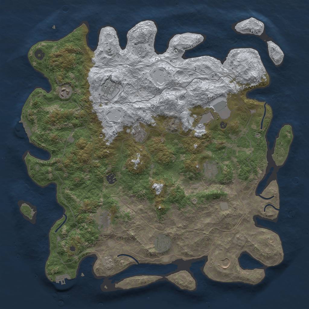 Rust Map: Procedural Map, Size: 4500, Seed: 5054159, 19 Monuments