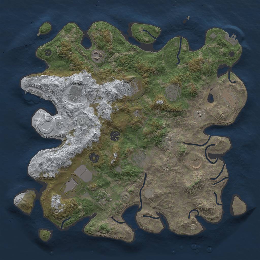 Rust Map: Procedural Map, Size: 3850, Seed: 809308317, 20 Monuments