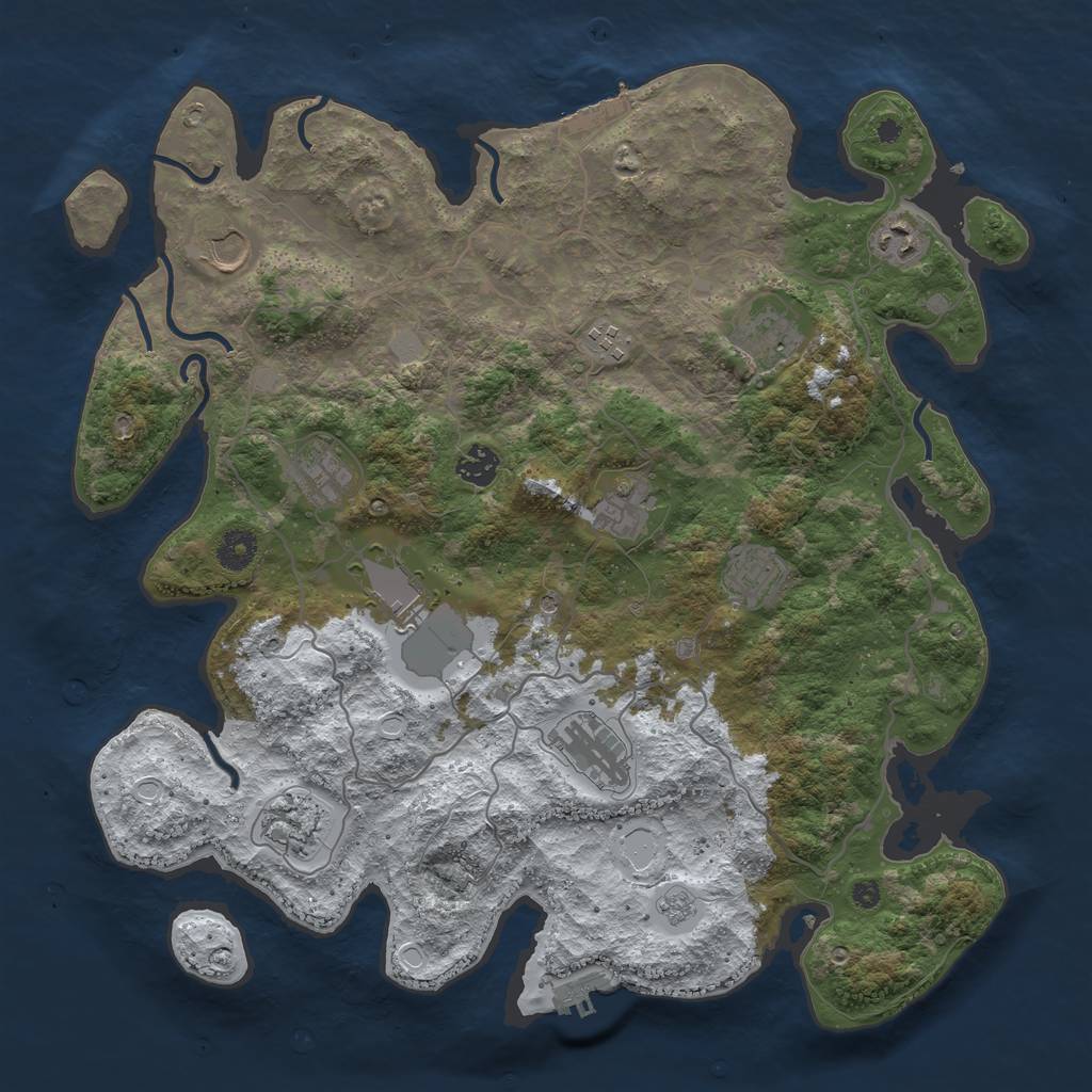Rust Map: Procedural Map, Size: 4000, Seed: 220407007, 20 Monuments