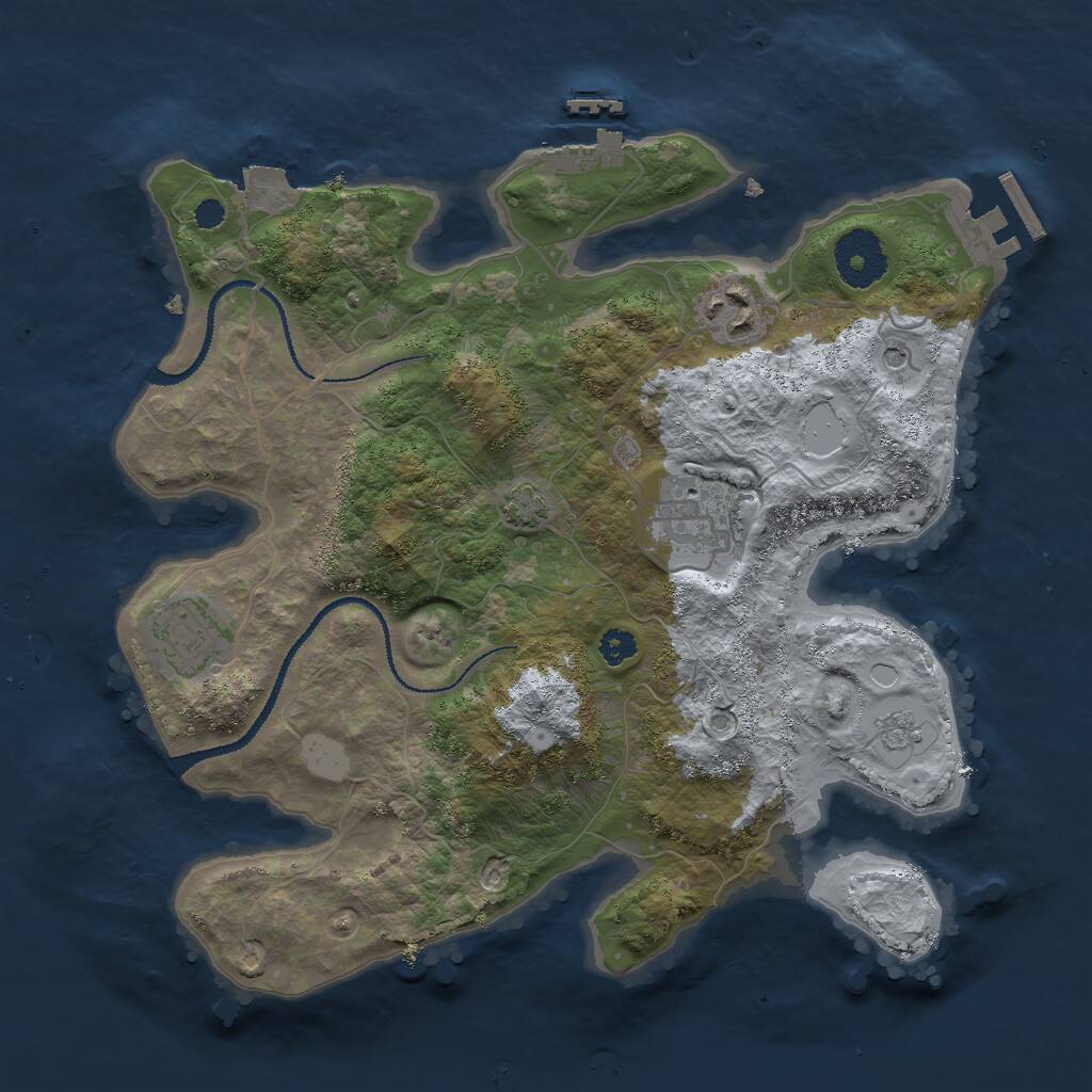 Rust Map: Procedural Map, Size: 3000, Seed: 805761409, 9 Monuments