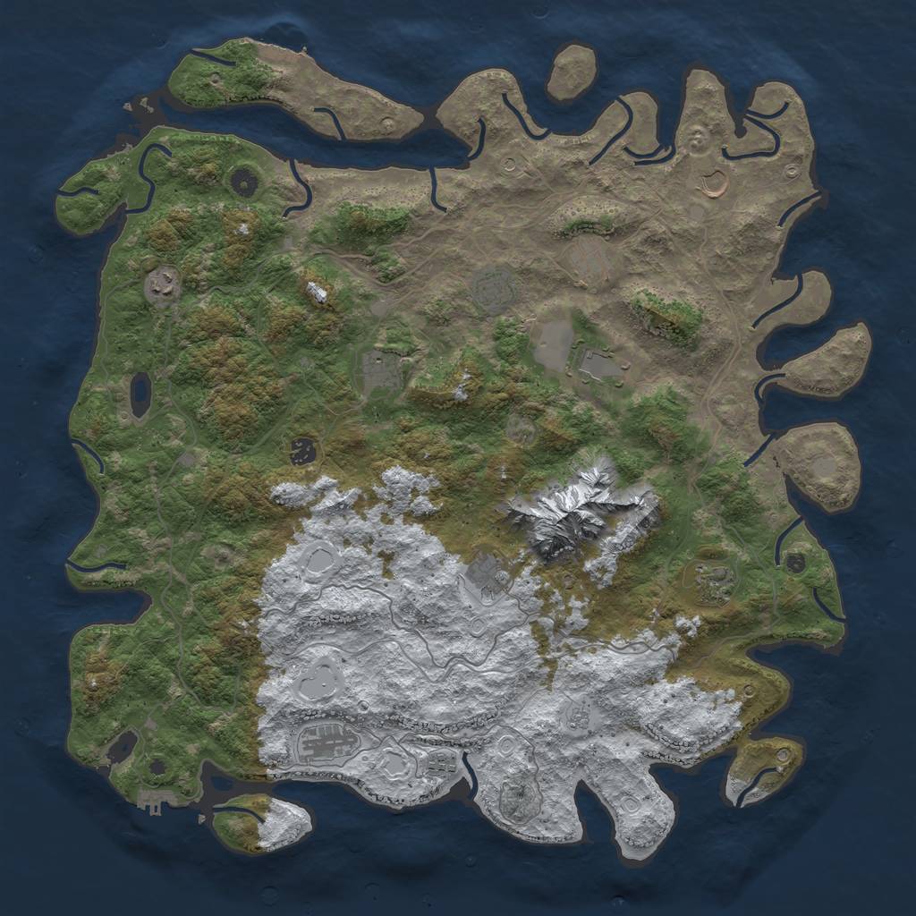 Rust Map: Procedural Map, Size: 5000, Seed: 19961985, 20 Monuments
