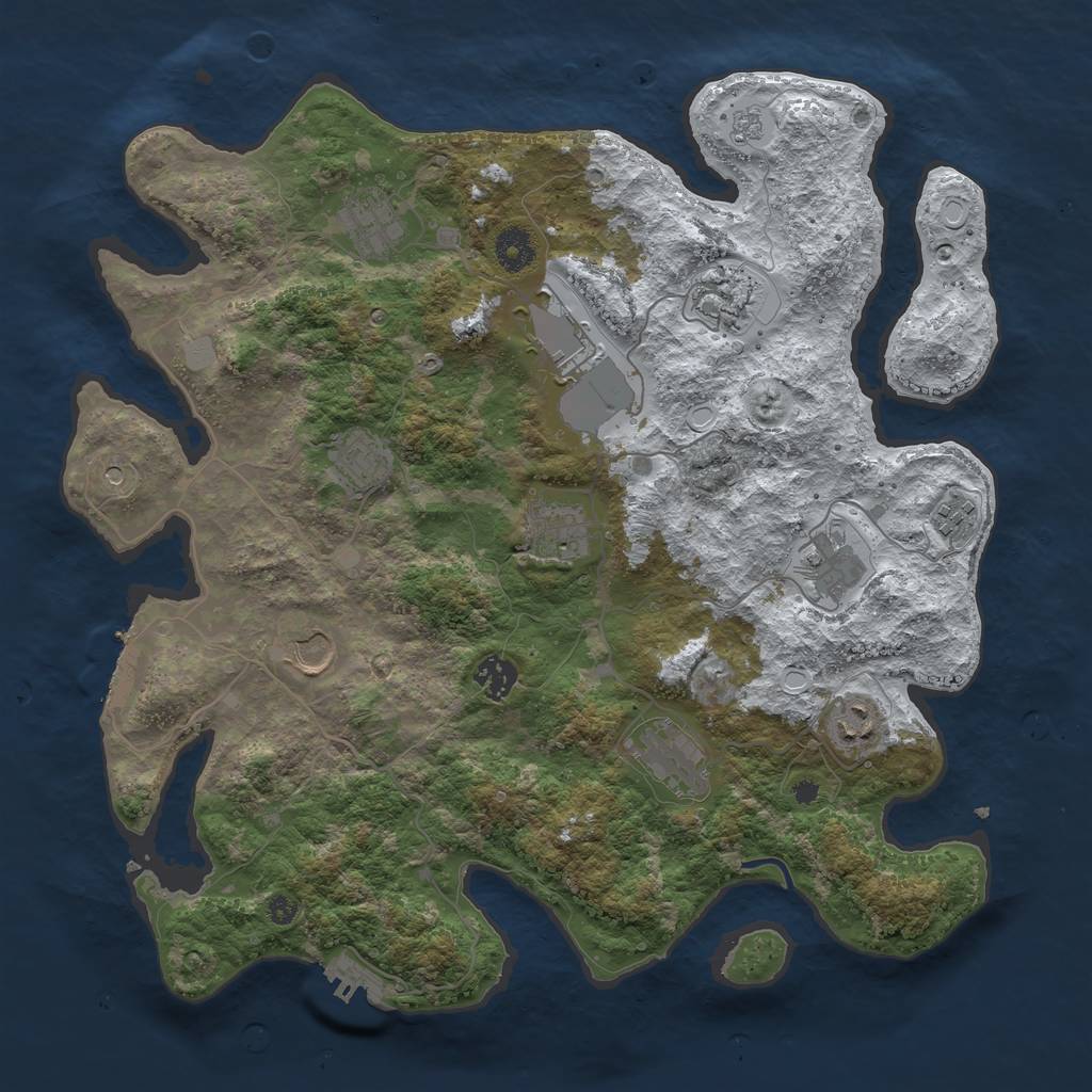 Rust Map: Procedural Map, Size: 3850, Seed: 233797003, 20 Monuments