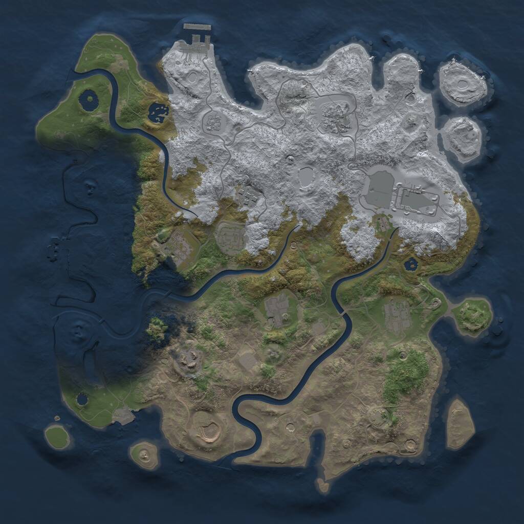 Rust Map: Procedural Map, Size: 3850, Seed: 1098588142, 16 Monuments