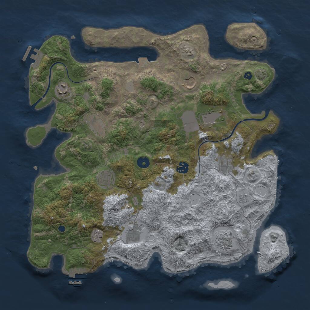 Rust Map: Procedural Map, Size: 3850, Seed: 1185521078, 16 Monuments