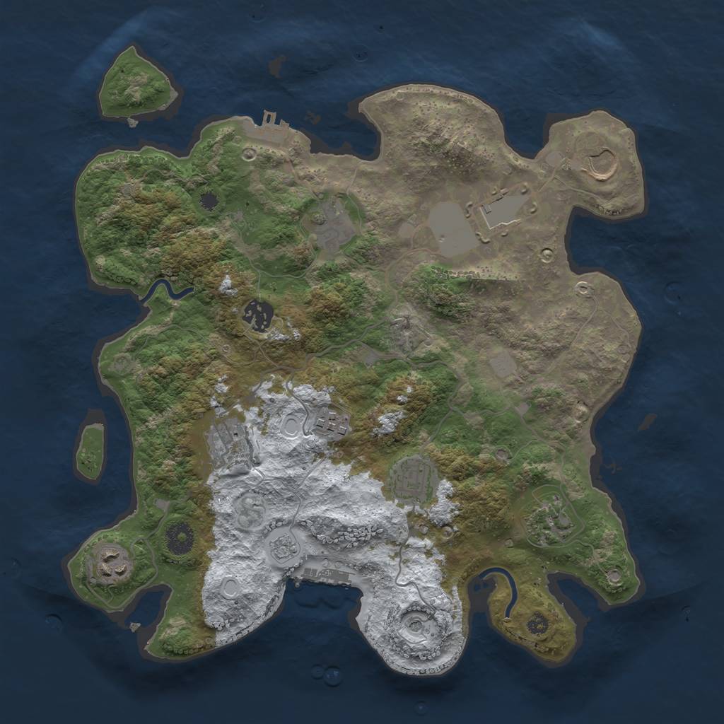 Rust Map: Procedural Map, Size: 3500, Seed: 1430731372, 18 Monuments