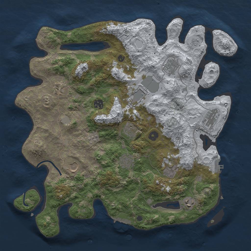 Rust Map: Procedural Map, Size: 3850, Seed: 608070991, 20 Monuments