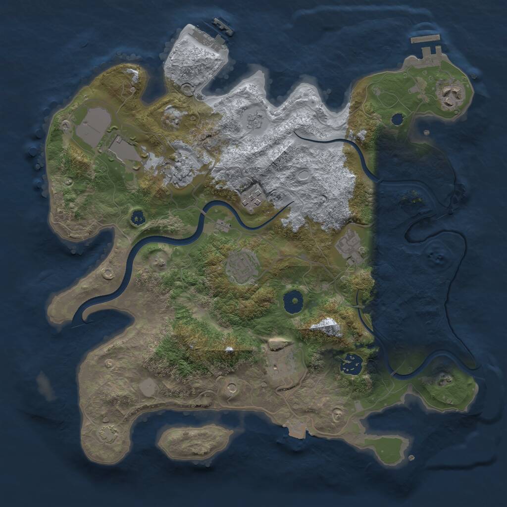Rust Map: Procedural Map, Size: 3500, Seed: 1251505170, 14 Monuments