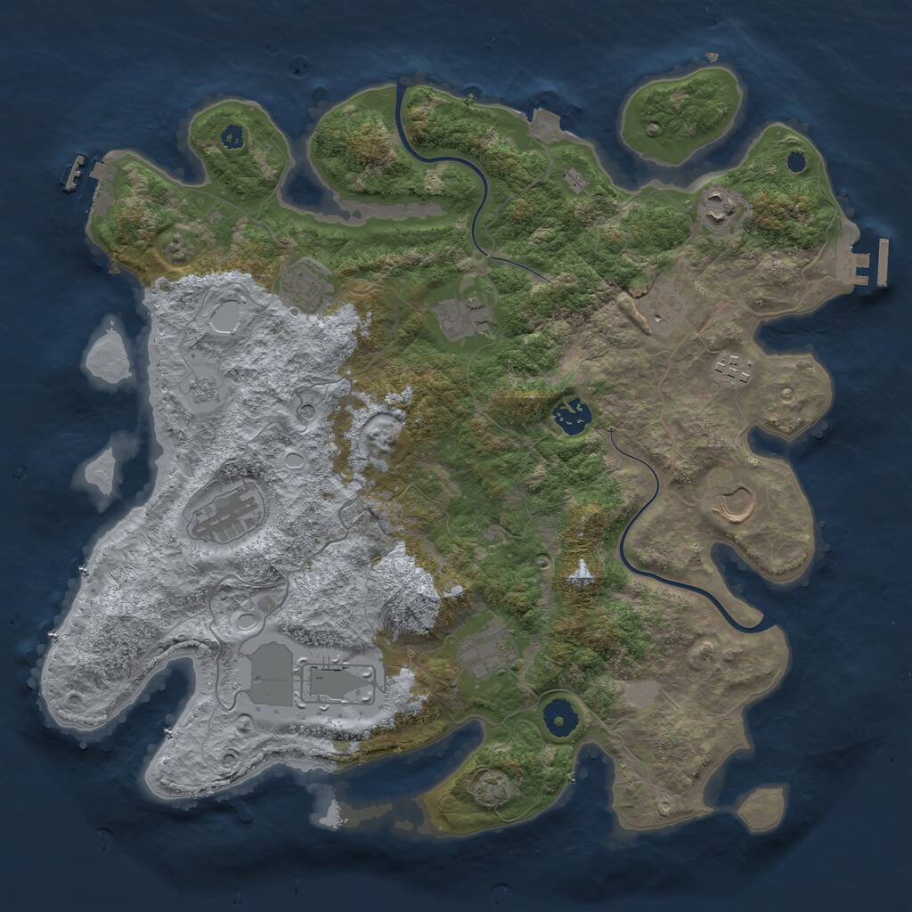 Rust Map: Procedural Map, Size: 3850, Seed: 1347970510, 16 Monuments