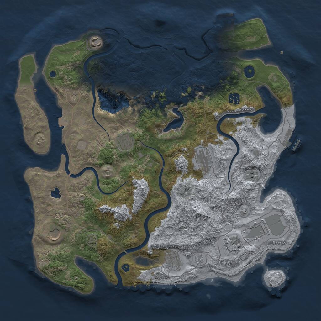 Rust Map: Procedural Map, Size: 4050, Seed: 2041250842, 15 Monuments