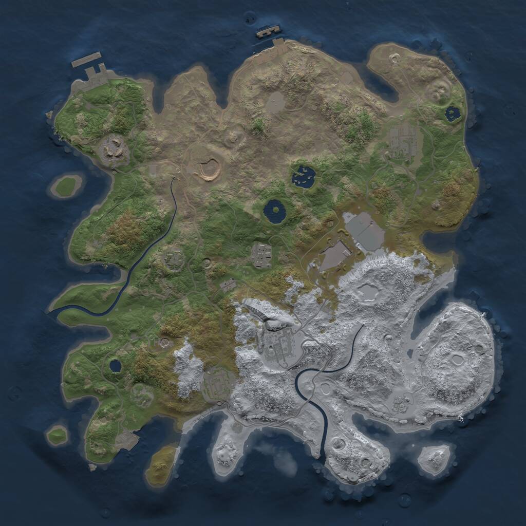 Rust Map: Procedural Map, Size: 3500, Seed: 853542371, 14 Monuments
