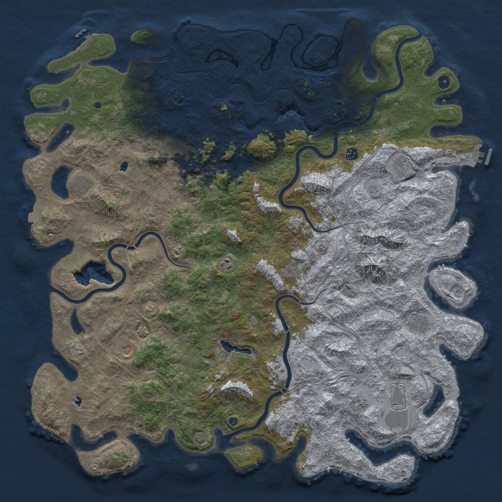 Rust Map: Procedural Map, Size: 6000, Seed: 345949, 17 Monuments