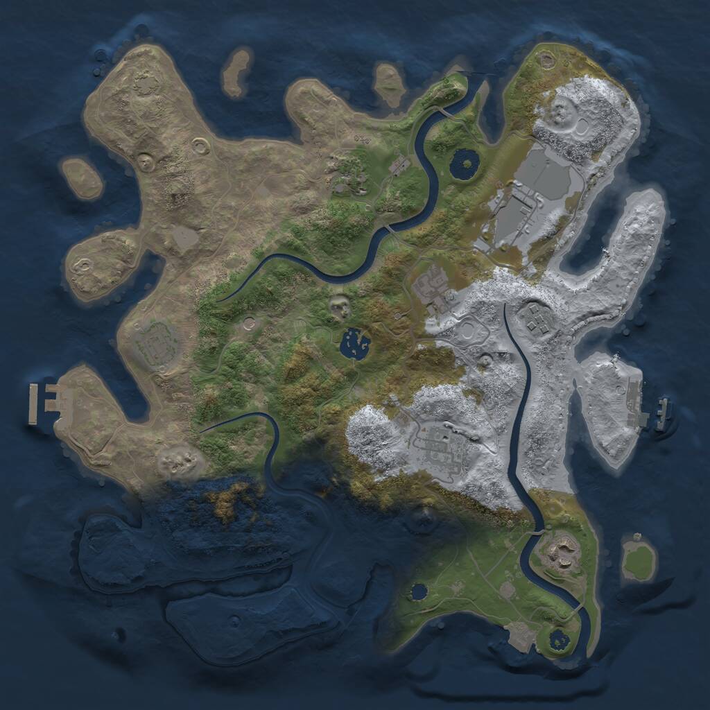 Rust Map: Procedural Map, Size: 3500, Seed: 1295599880, 13 Monuments