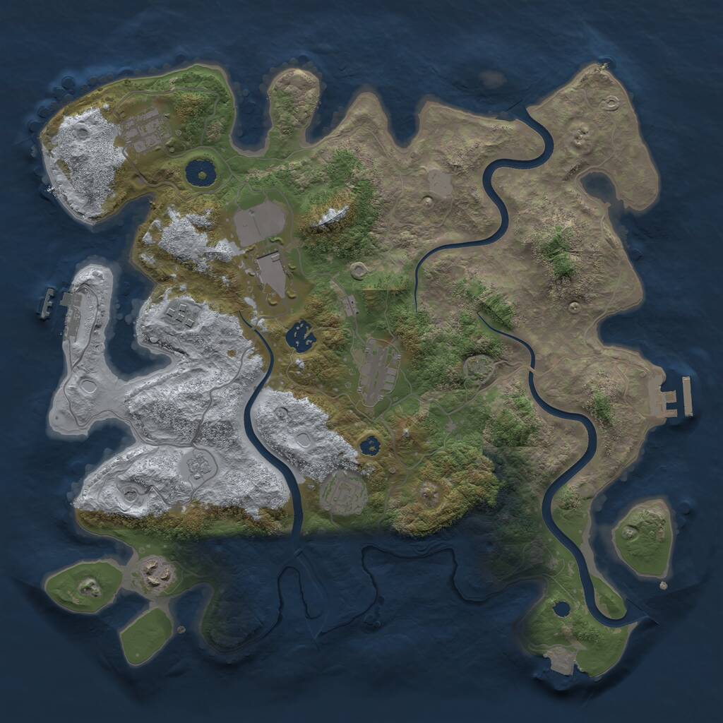 Rust Map: Procedural Map, Size: 3700, Seed: 742197753, 13 Monuments
