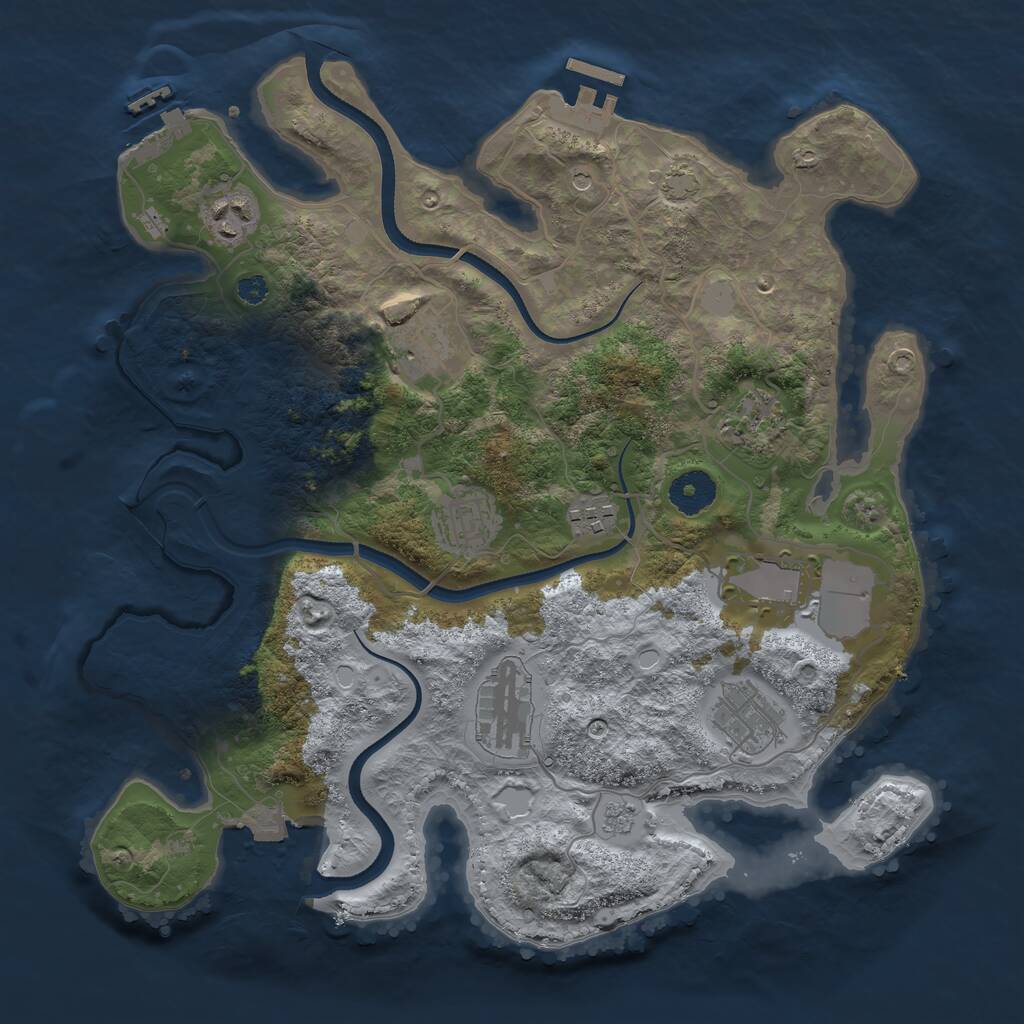 Rust Map: Procedural Map, Size: 3500, Seed: 7581678, 14 Monuments