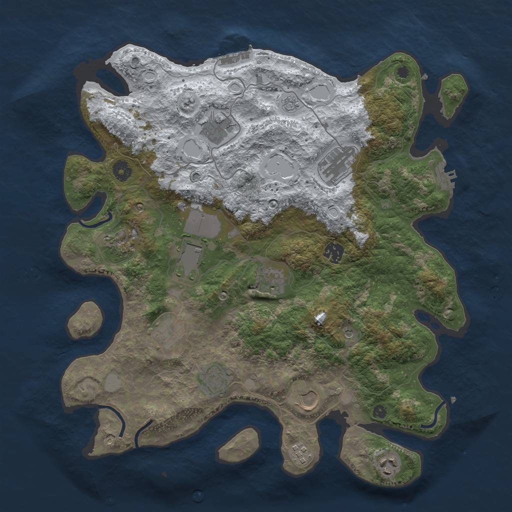 Rust Map: Procedural Map, Size: 3850, Seed: 265651698, 20 Monuments