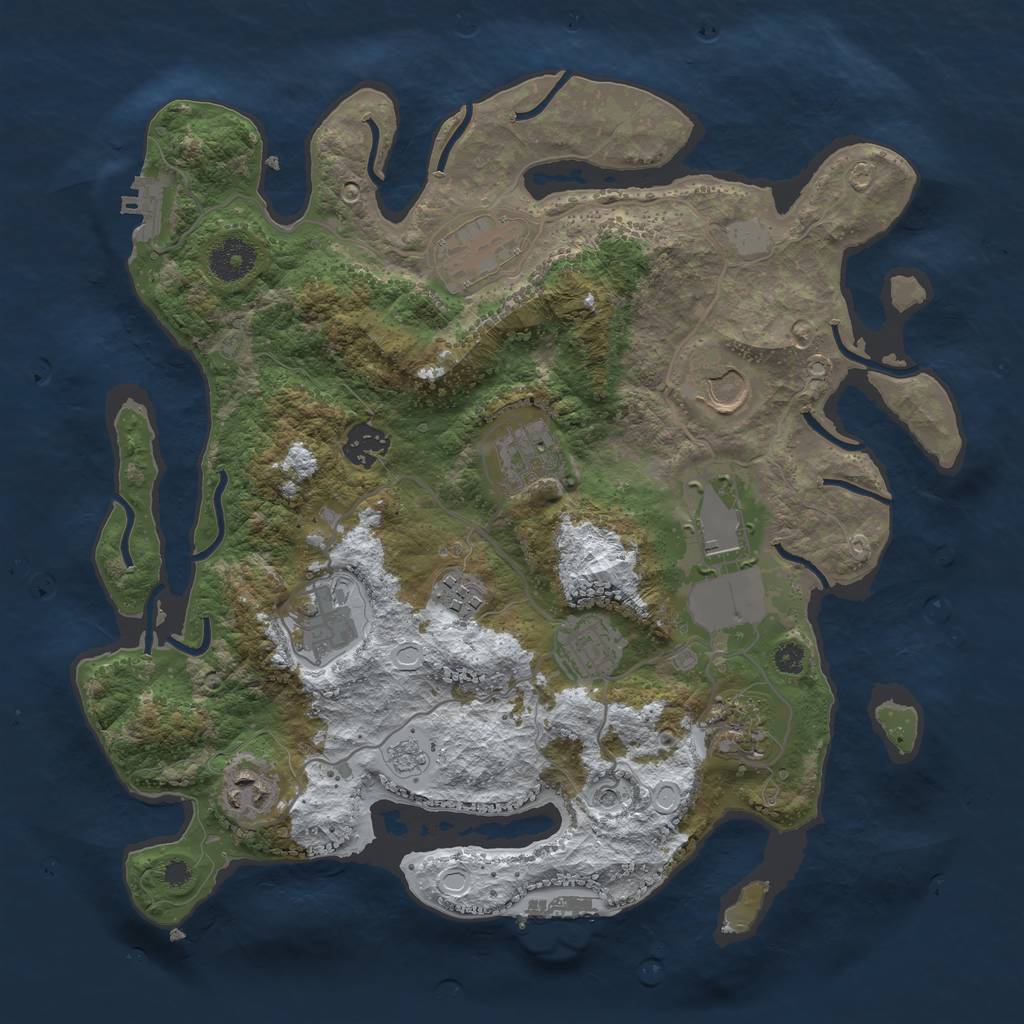 Rust Map: Procedural Map, Size: 3500, Seed: 3934031, 19 Monuments
