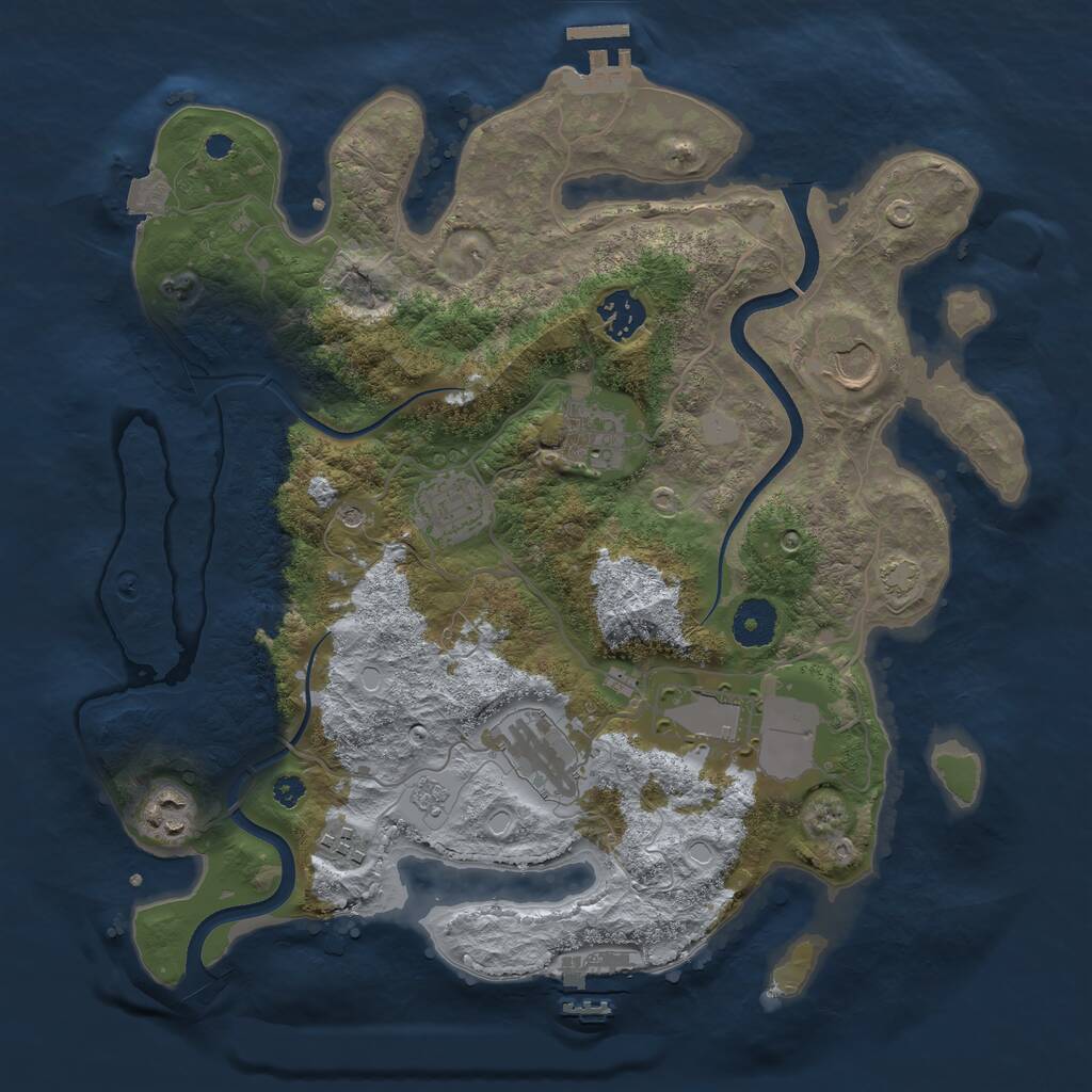 Rust Map: Procedural Map, Size: 3500, Seed: 3934031, 14 Monuments