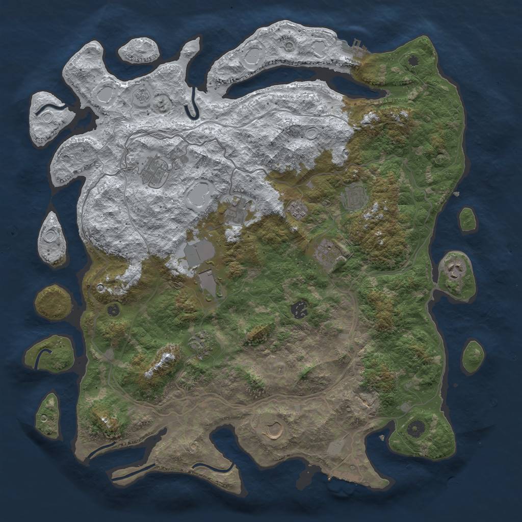 Rust Map: Procedural Map, Size: 4500, Seed: 832061229, 19 Monuments