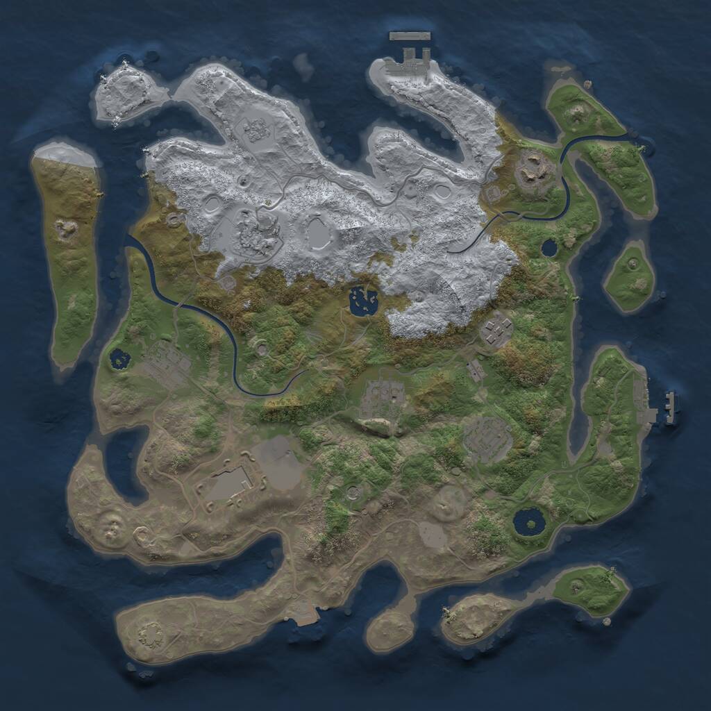 Rust Map: Procedural Map, Size: 3500, Seed: 218233039, 14 Monuments