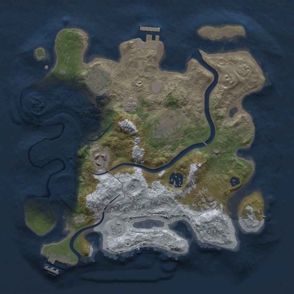 Rust Map: Procedural Map, Size: 3000, Seed: 12169, 12 Monuments