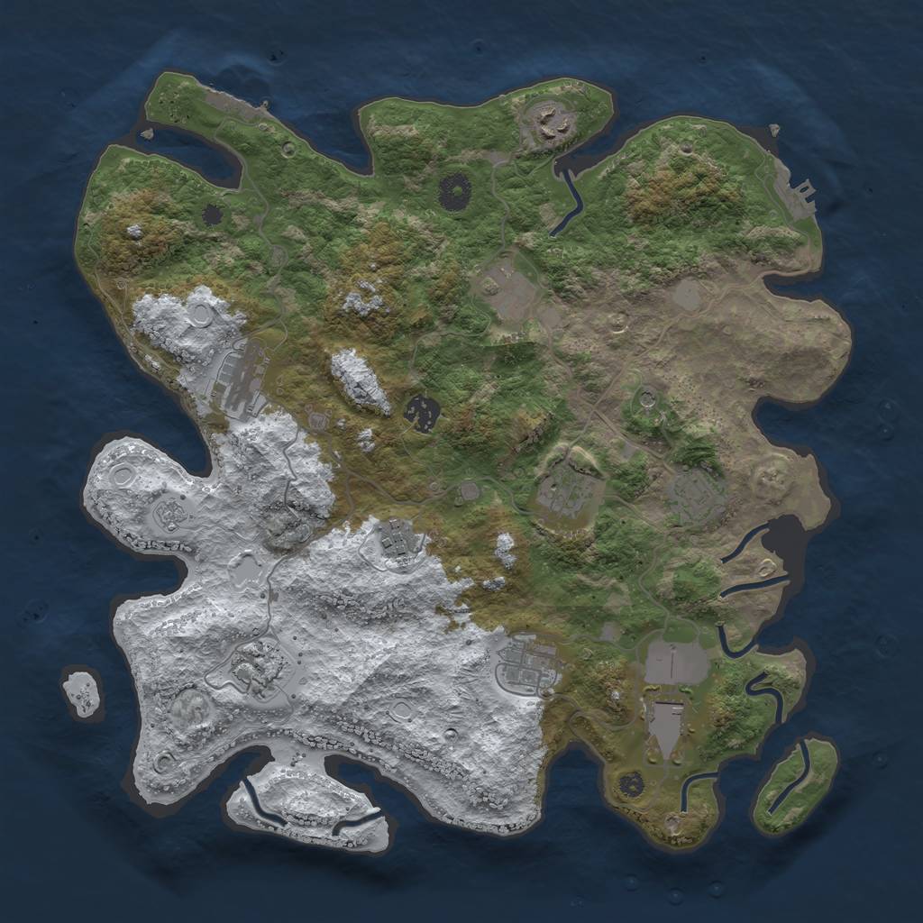 Rust Map: Procedural Map, Size: 3850, Seed: 324498607, 19 Monuments