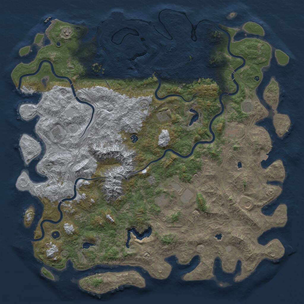 Rust Map: Procedural Map, Size: 6000, Seed: 191229218, 17 Monuments