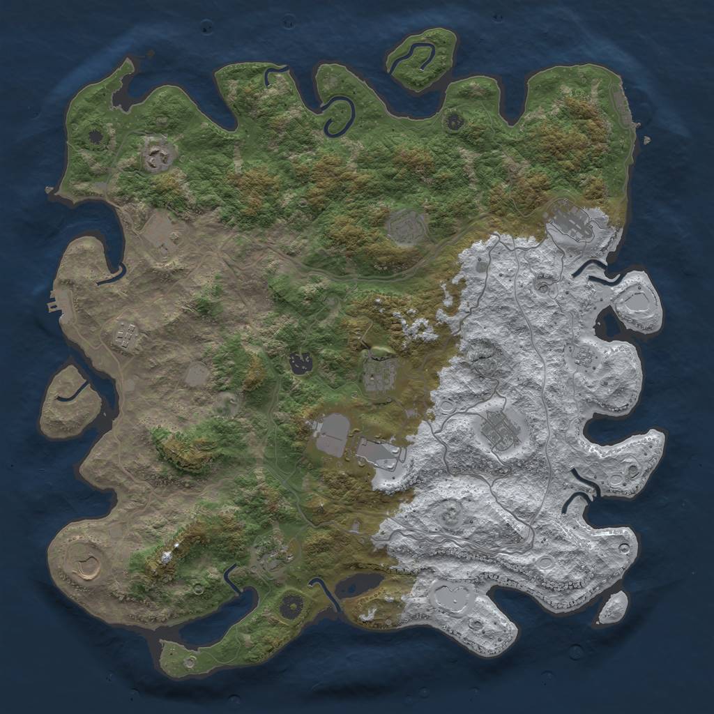 Rust Map: Procedural Map, Size: 4500, Seed: 6632, 20 Monuments