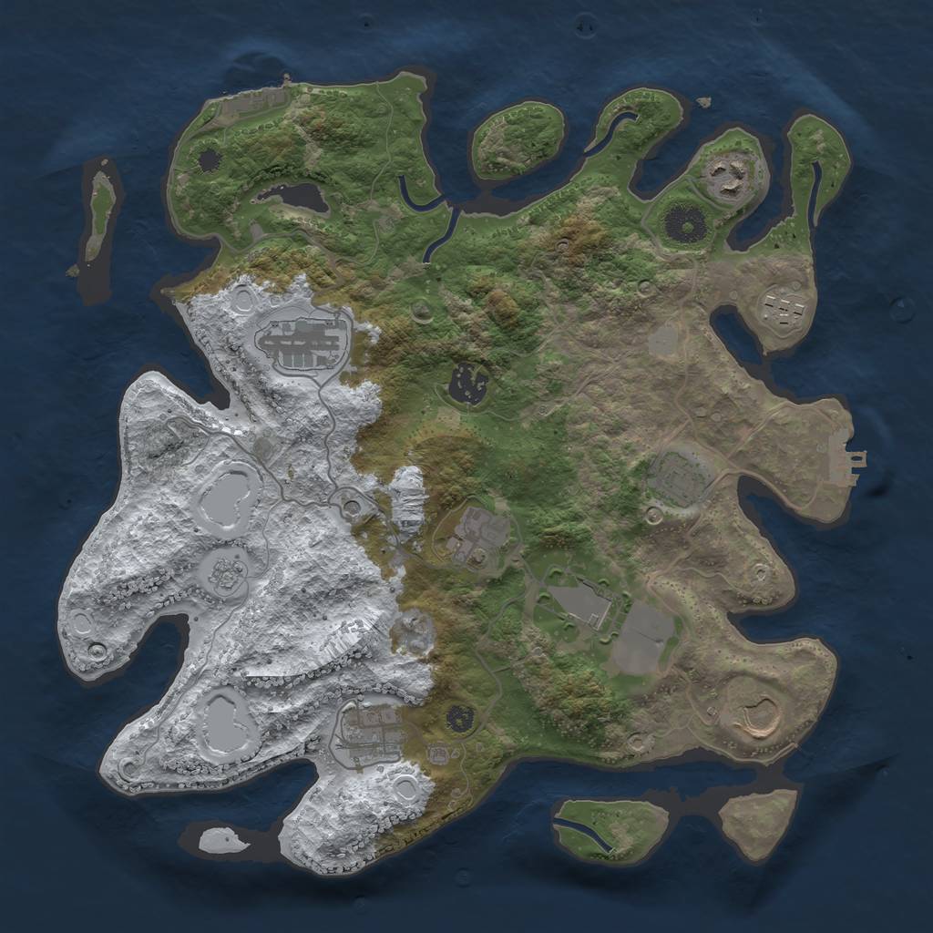 Rust Map: Procedural Map, Size: 3500, Seed: 228, 18 Monuments