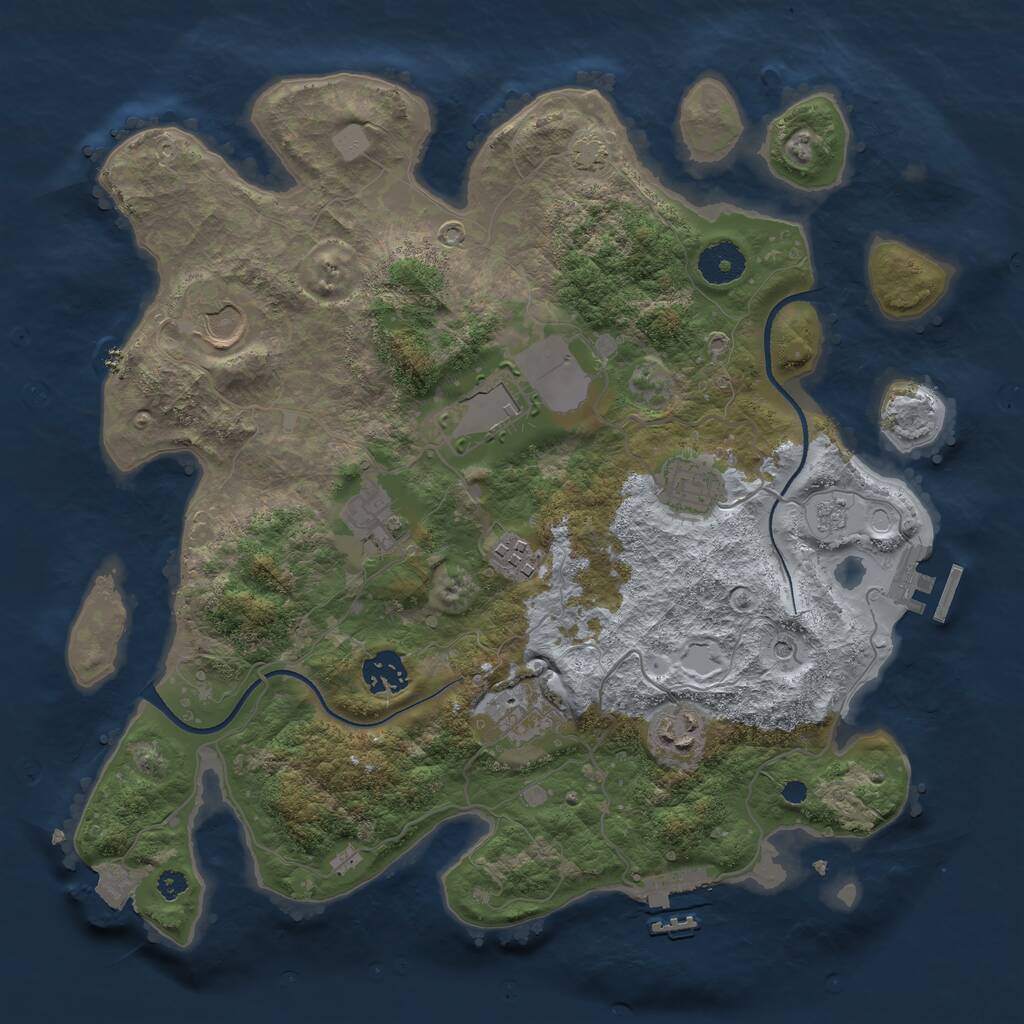 Rust Map: Procedural Map, Size: 3500, Seed: 1767672339, 14 Monuments