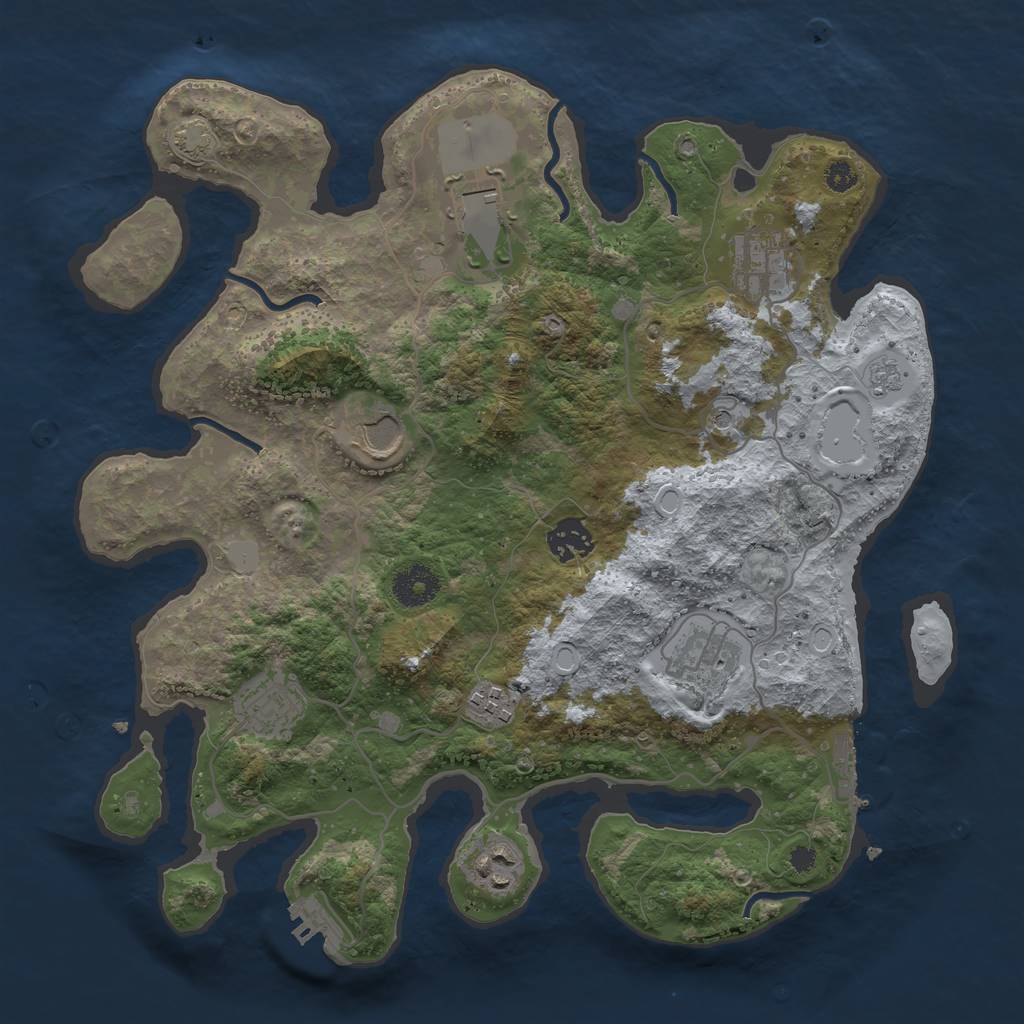 Rust Map: Procedural Map, Size: 3500, Seed: 1178777579, 16 Monuments