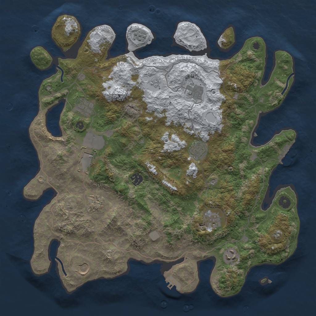 Rust Map: Procedural Map, Size: 4000, Seed: 123123123, 19 Monuments