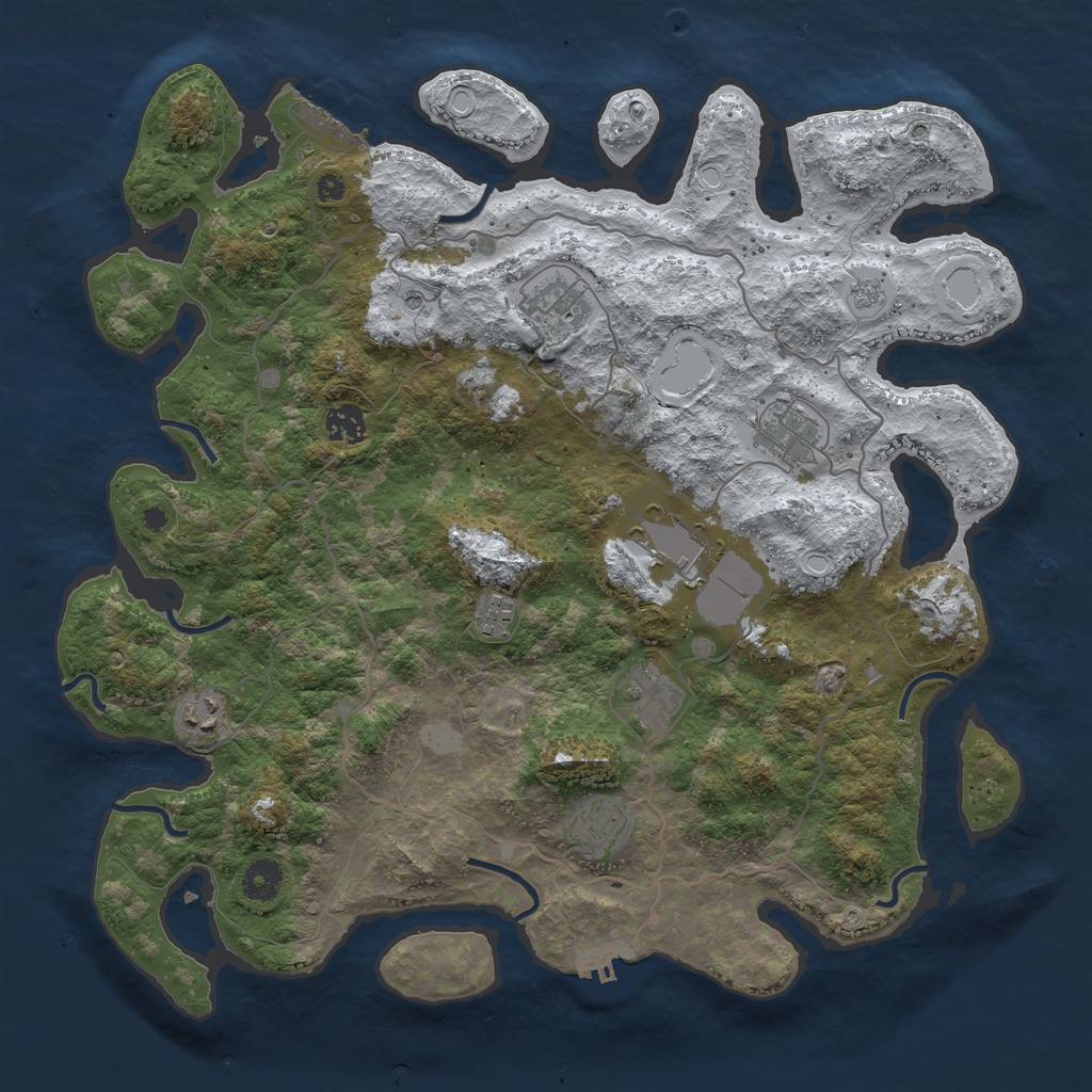 Rust Map: Procedural Map, Size: 4000, Seed: 3021117, 17 Monuments