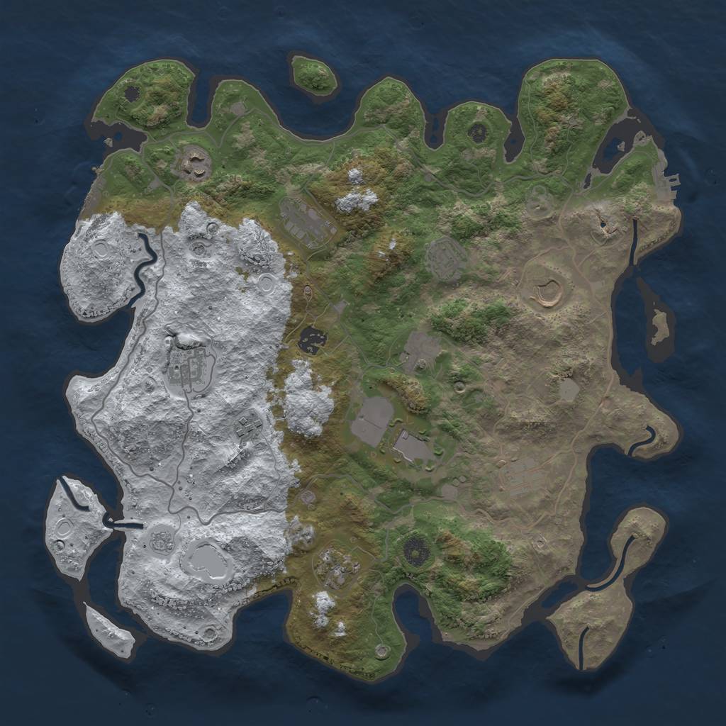 Rust Map: Procedural Map, Size: 4000, Seed: 529093587, 20 Monuments