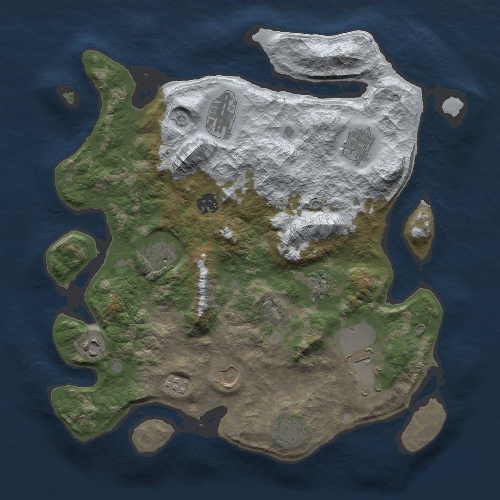 Rust Map: Barren, Size: 3625, Seed: 13825, 13 Monuments