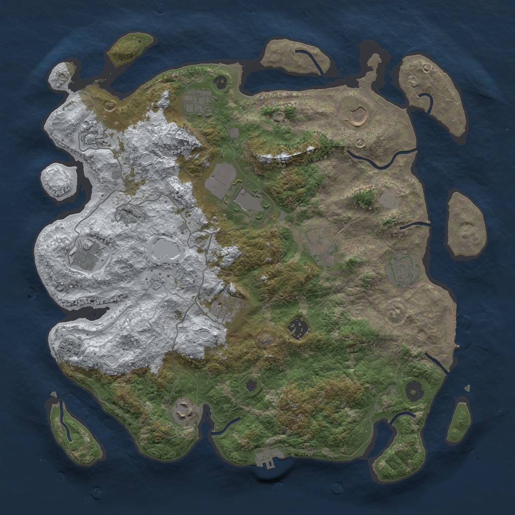 Rust Map: Procedural Map, Size: 3950, Seed: 873477649, 20 Monuments