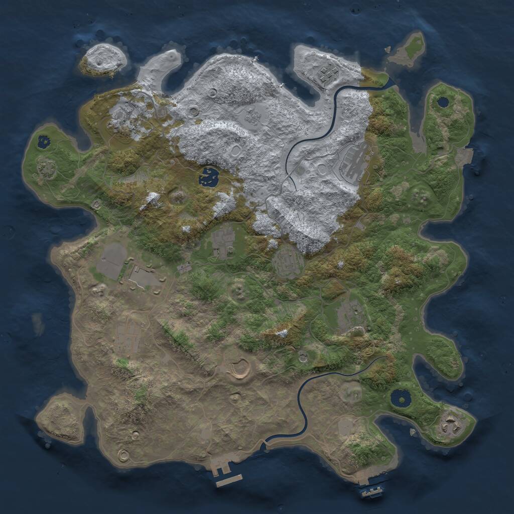 Rust Map: Procedural Map, Size: 3850, Seed: 2624395, 17 Monuments