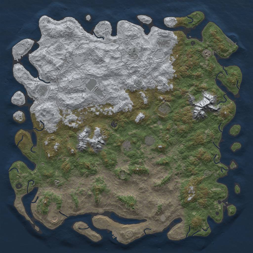 Rust Map: Procedural Map, Size: 6000, Seed: 939801, 20 Monuments