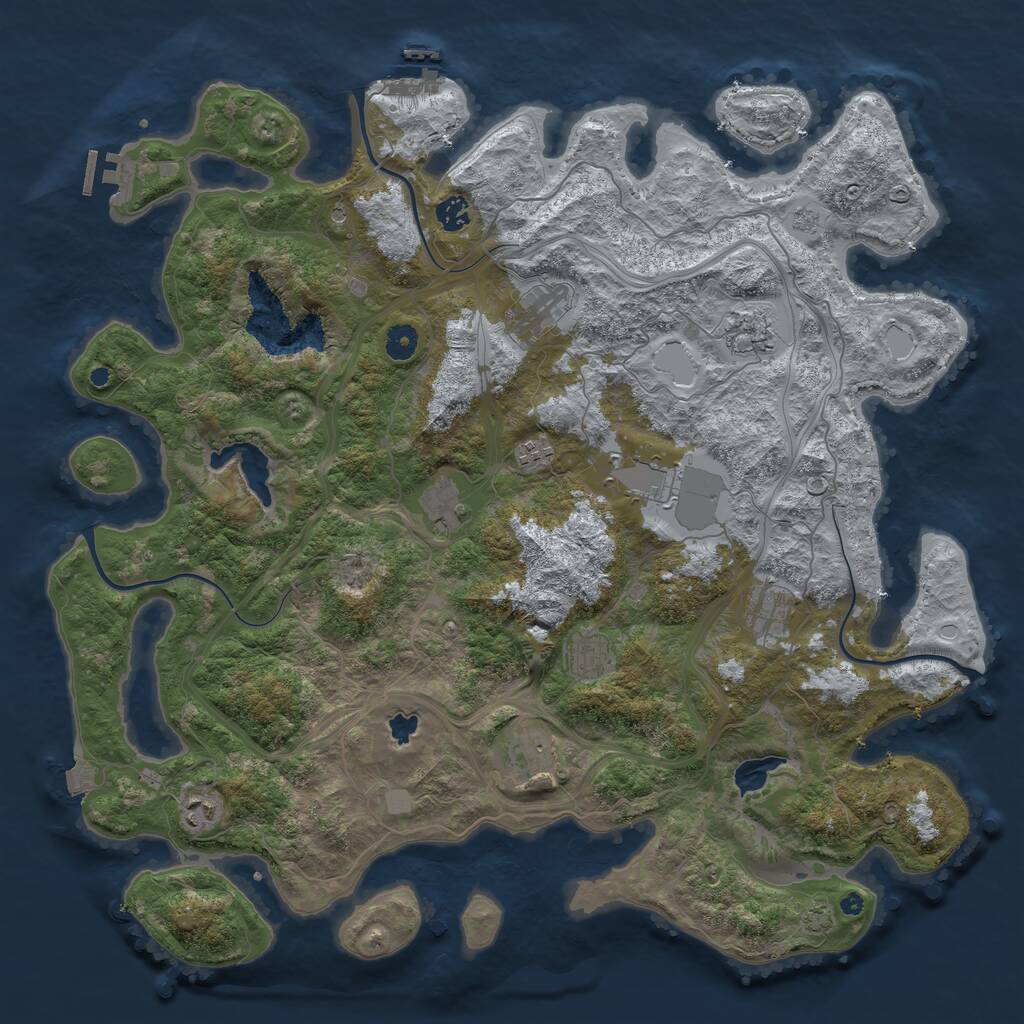 Rust Map: Procedural Map, Size: 4500, Seed: 1470814208, 16 Monuments